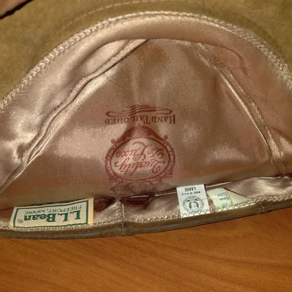 Vtg L.L. Bean Suede Genuine Leather Hand Tailored Newspaper Boy HatL